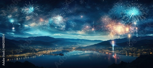 "Sky's Grand Overture: Celebrate the turning of the calendar with a breathtaking new year fireworks show, an epic display that sets the stage for the year ahead." Generativ ai.