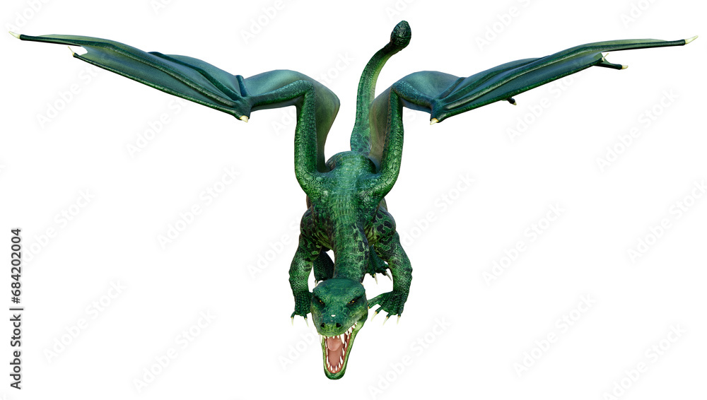 Fototapeta premium 3D Rendering Fairy Tale Dragon on White