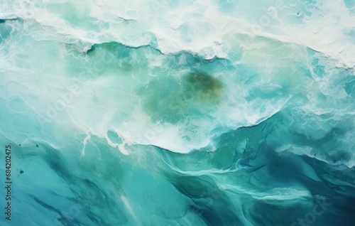 Stunning Bird's Eye View: Turquoise Green Waters' Majestic Beauty Revealed! Generative AI