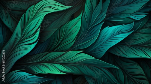 Exquisite Nature Art: Unveiling the Abstract Patterns of a Verdant Leaf Generative AI © monsifdx
