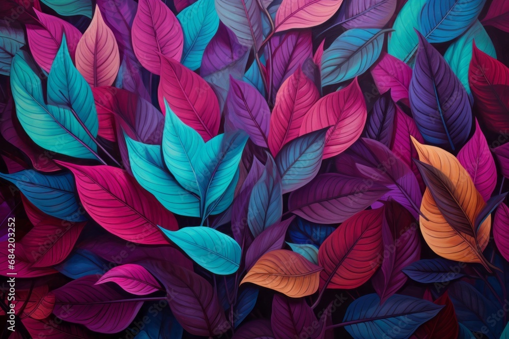 Enchanting Spectrum: A Vivid Display of Purple and Blue Leaves by Water's Edge Generative AI