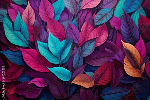 Wallpaper Mural Enchanting Spectrum: A Vivid Display of Purple and Blue Leaves by Water's Edge Generative AI Torontodigital.ca