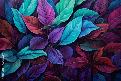 Enchanting Dance of Purple & Blue Leaves: A Symphony of Nature's Beauty Generative AI