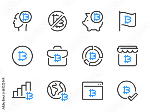 Bitcoin and Crypto vector line icons. Cryptocurrency outline icon set. photo