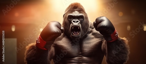 boxing mascot gorilla vector art illustration design