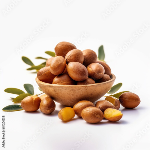 Nuts in a bowl on white background
