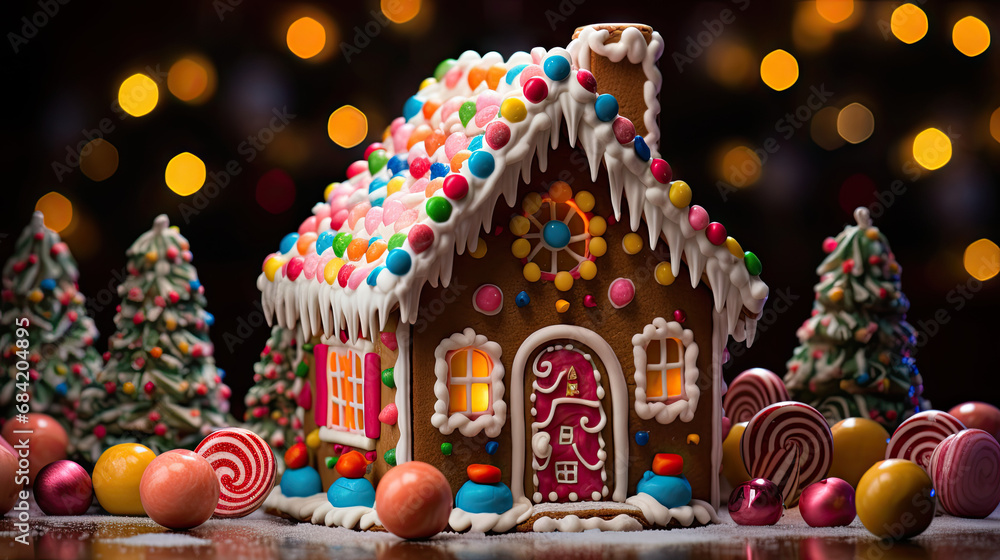 Gingerbread House with Candy Decorations