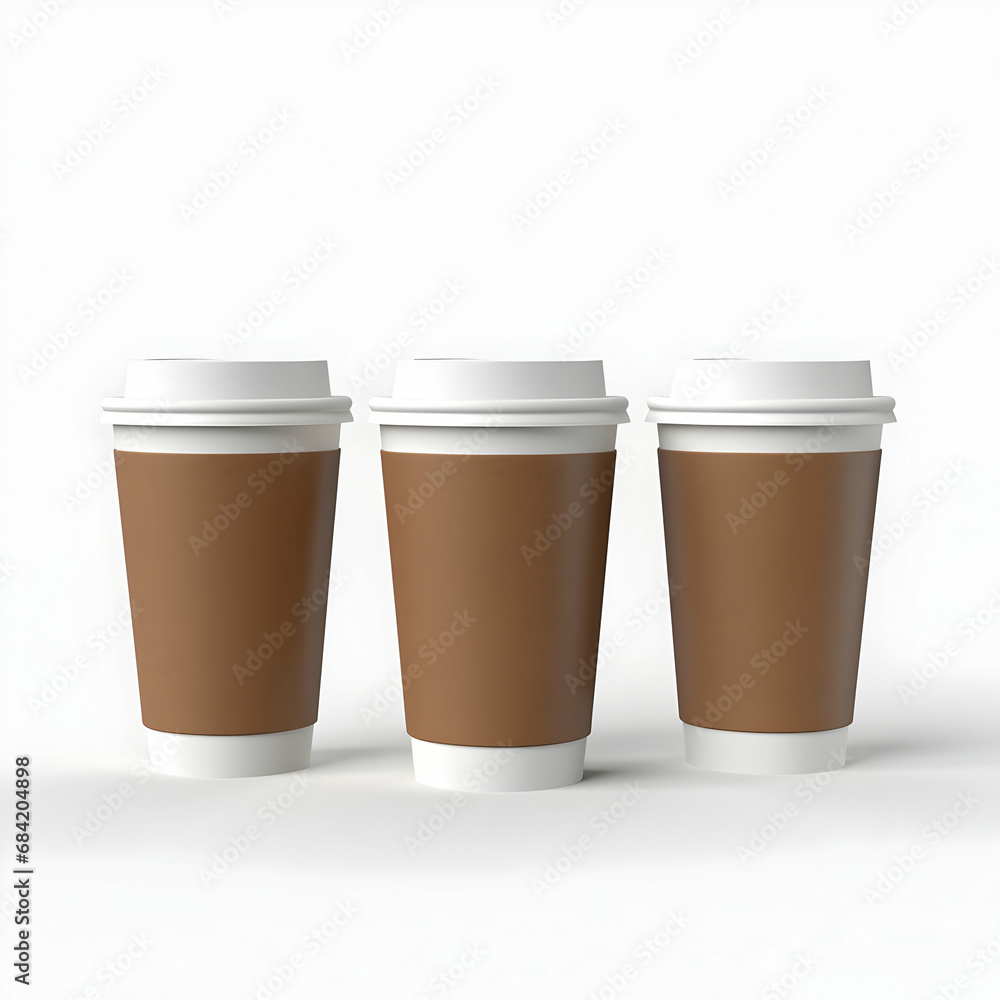 Carton coffee cup mockup, minimalist white background, stock template, isolated, generative ai Carton coffee cup mockup, minimalist white background, stock template, isolated, generative ai