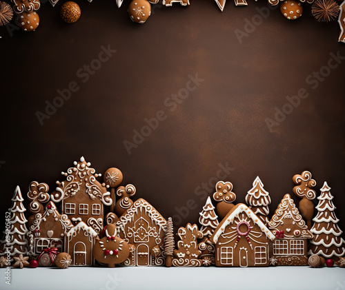 Gingerbread House Border with Space for Greetings