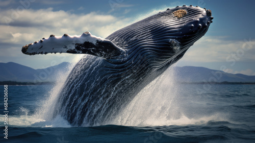 Graceful Humpback Whale Breaching the Surface