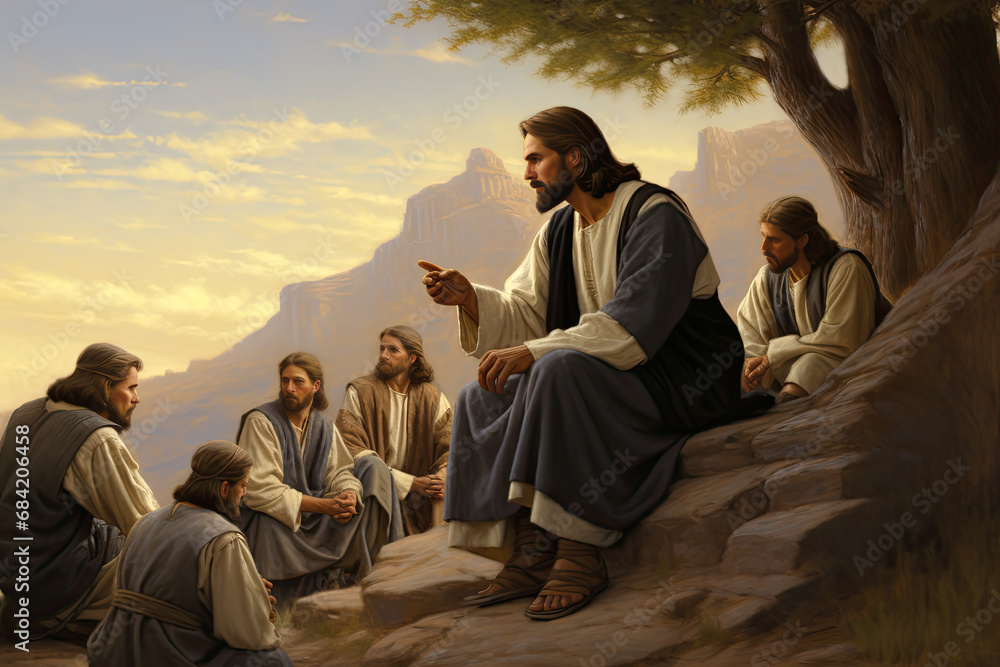 Fototapeta premium Jesus Christ teaching his disciples