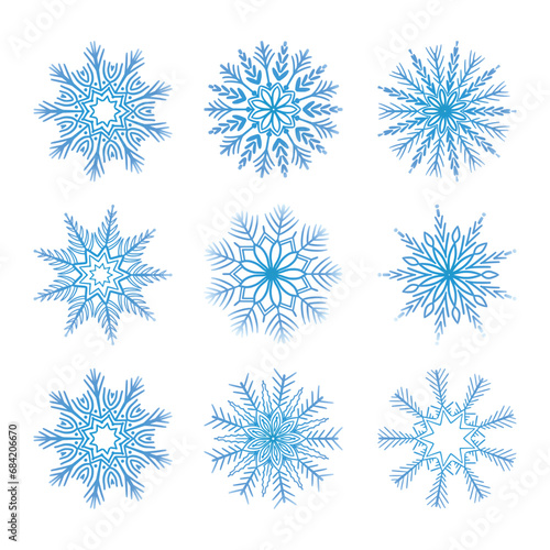 Set of snowflakes christmas background