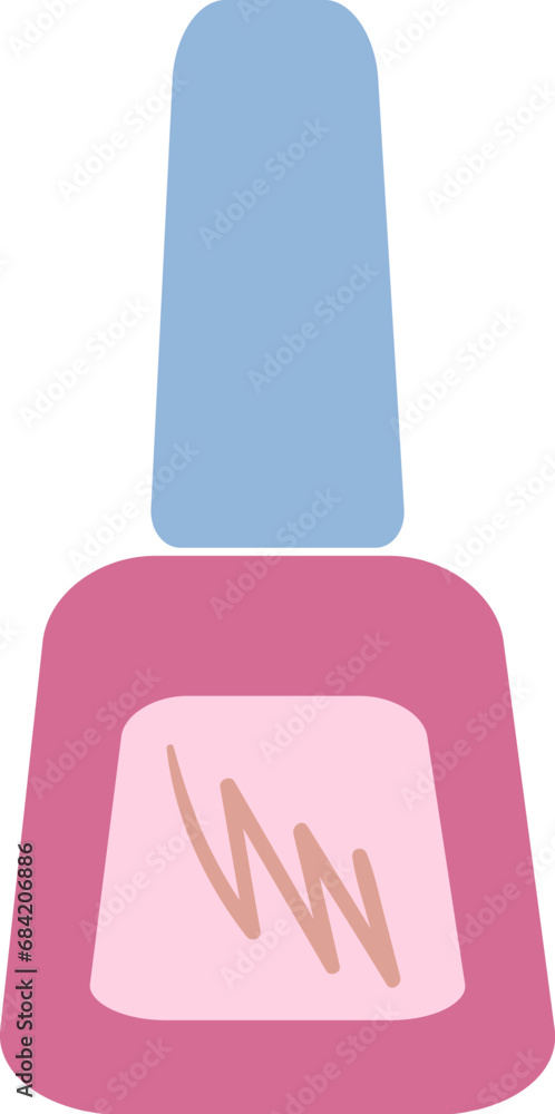 Beauty service nail polish. Glass bottle with pink nail polish. Beauty care item in spa salon. Vector isolated on white background Beauty service nail polish. Glass bottle with pink nail polish. Beauty care item in spa salon. Vector isolated on white background