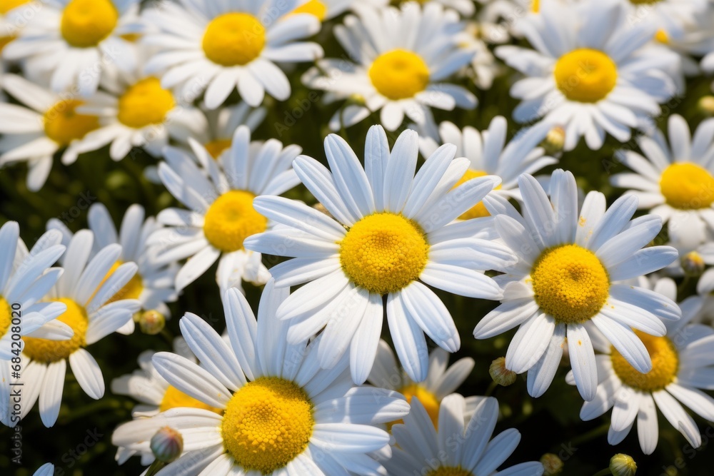 Fototapeta premium Uncover the Unrivaled Beauty: Vibrant Yellow & White Daisy Field in Full Bloom Generative AI