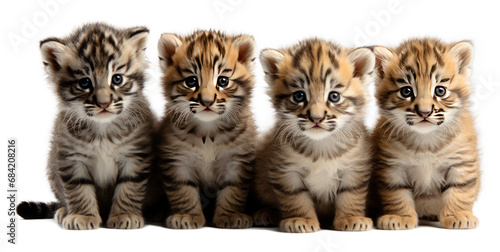 Cute Tiger group isolated cutout on transparent background. 