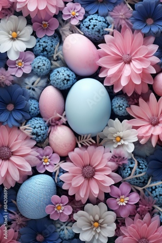 Discover the Vibrant Charm of Easter  A Showcase of Floral Patterns   Blooms Generative AI