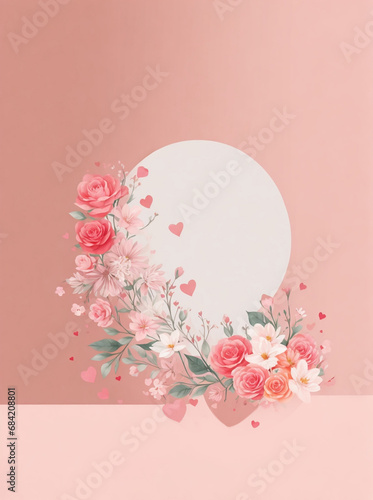 Template with flowers and elements for a text. AI