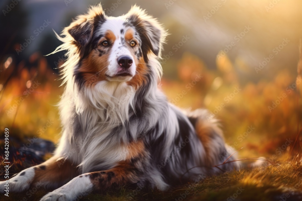 Mesmerizing Snapshot: Fjord's Dog Blissfully Lounging on Emerald Grasslands Generative AI