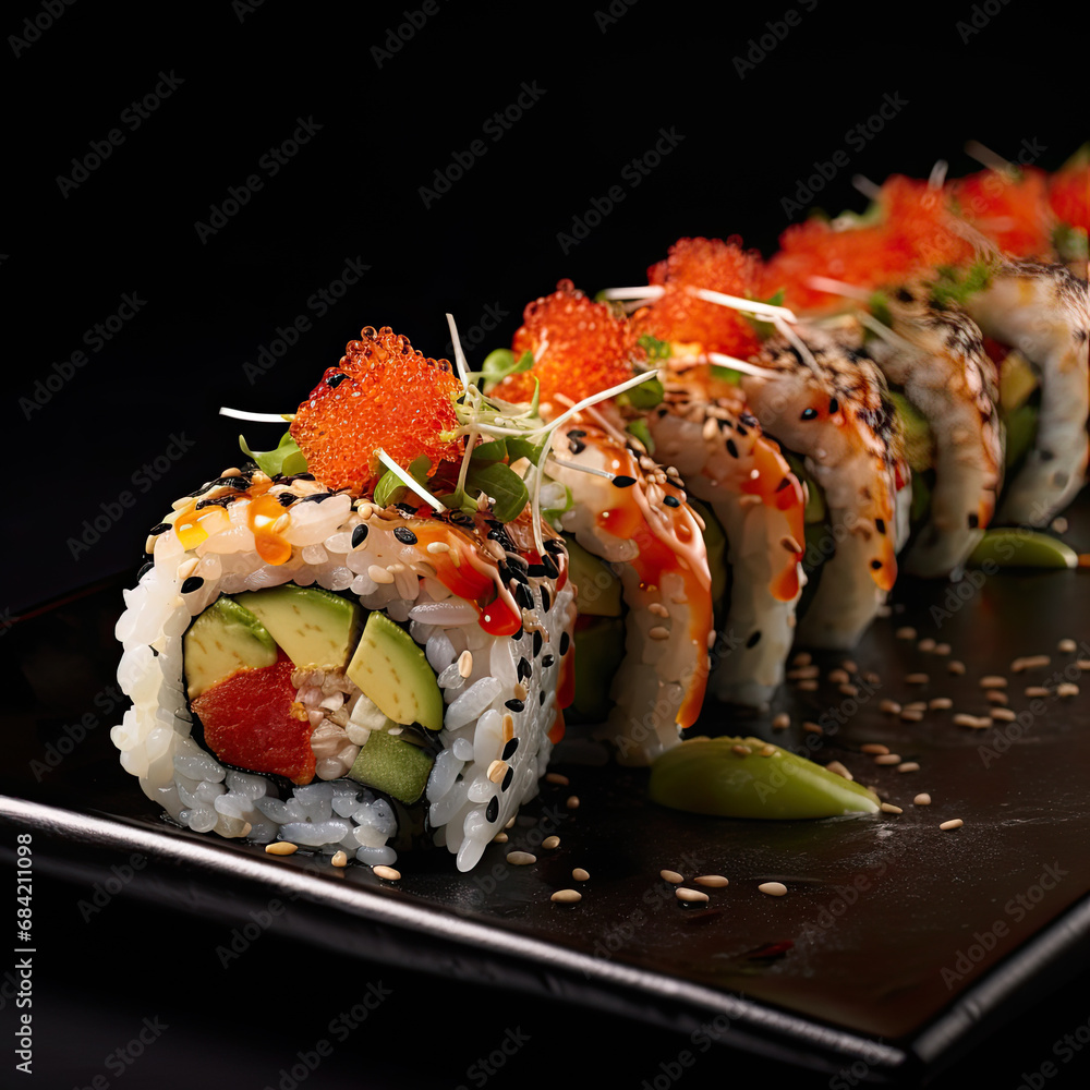 Sushi bar closeup professional photo shot Sushi bar closeup professional photo shot