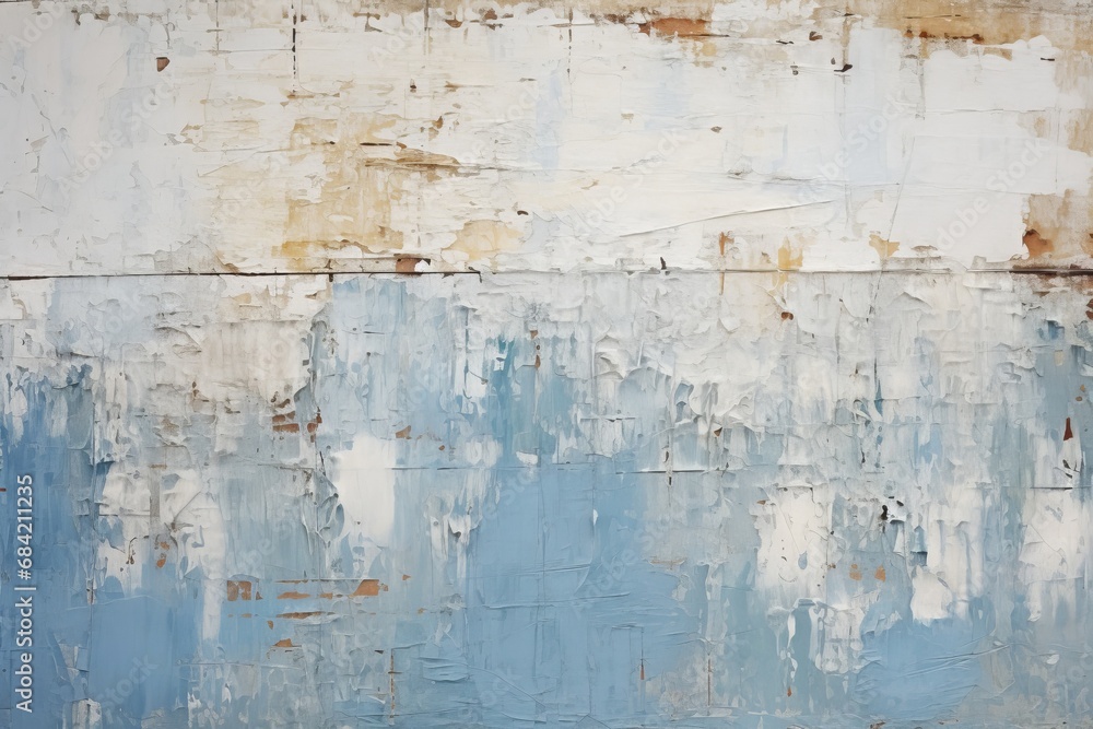 Unraveling the Mystique: The Timeless Charm of a Weathered Blue and White Wall Generative AI Unraveling the Mystique: The Timeless Charm of a Weathered Blue and White Wall Generative AI