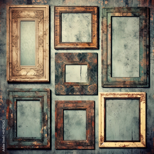 Antique Frames on a Wooden Wall