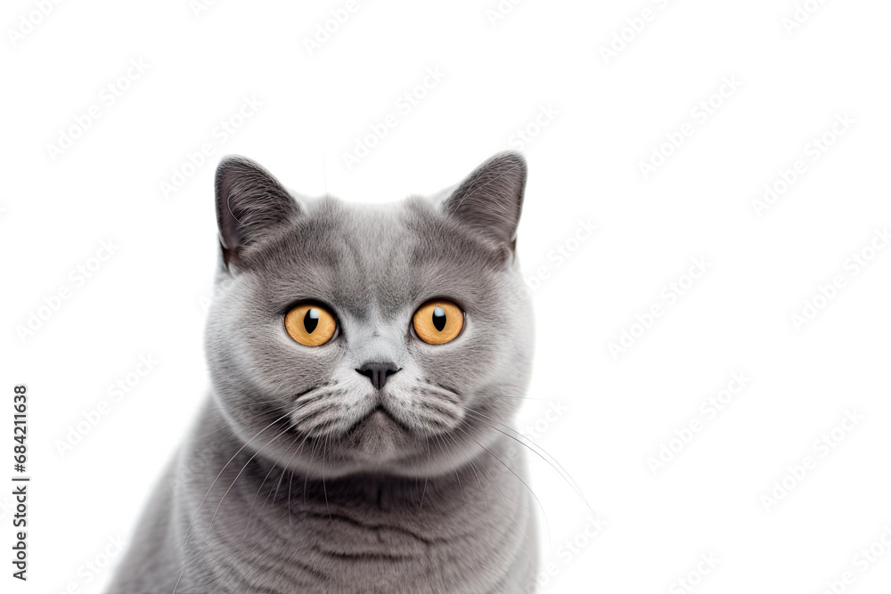 Close up cute british shorthair on isolated transparant background Close up cute british shorthair on isolated transparant background