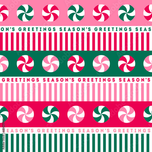 Candy with seamless stripes pattern for Christmas and new year background.