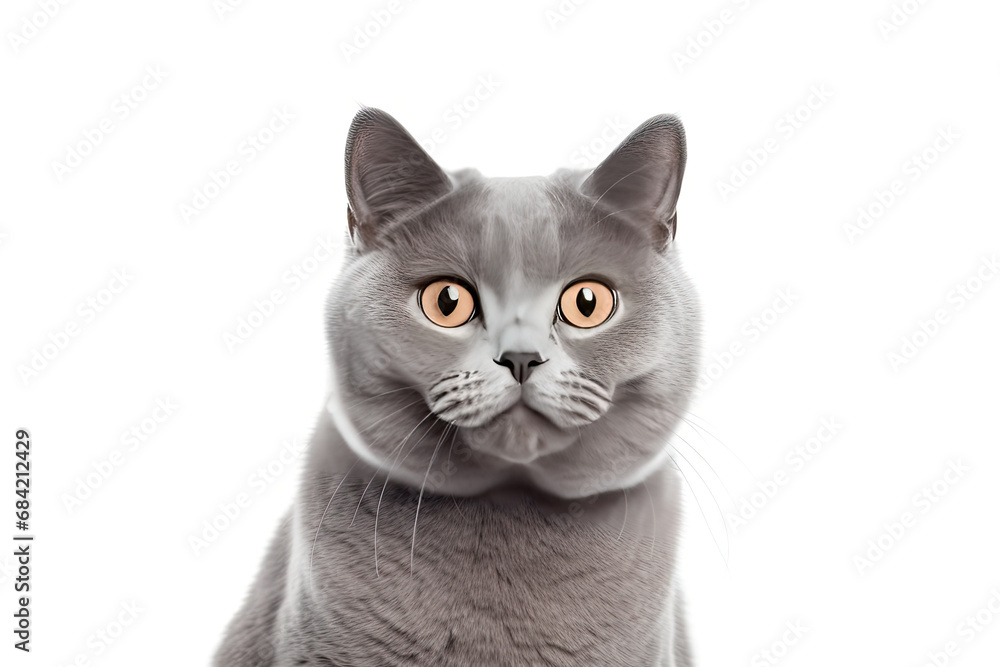 Close up cute british shorthair on isolated transparant background