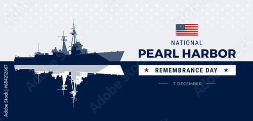 Pearl Harbor Remembrance Day background with USA flag  - Best for Pearl Harbor banners, posters, cards - vector illustration	