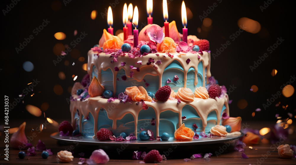 Birthday cake with a candles.