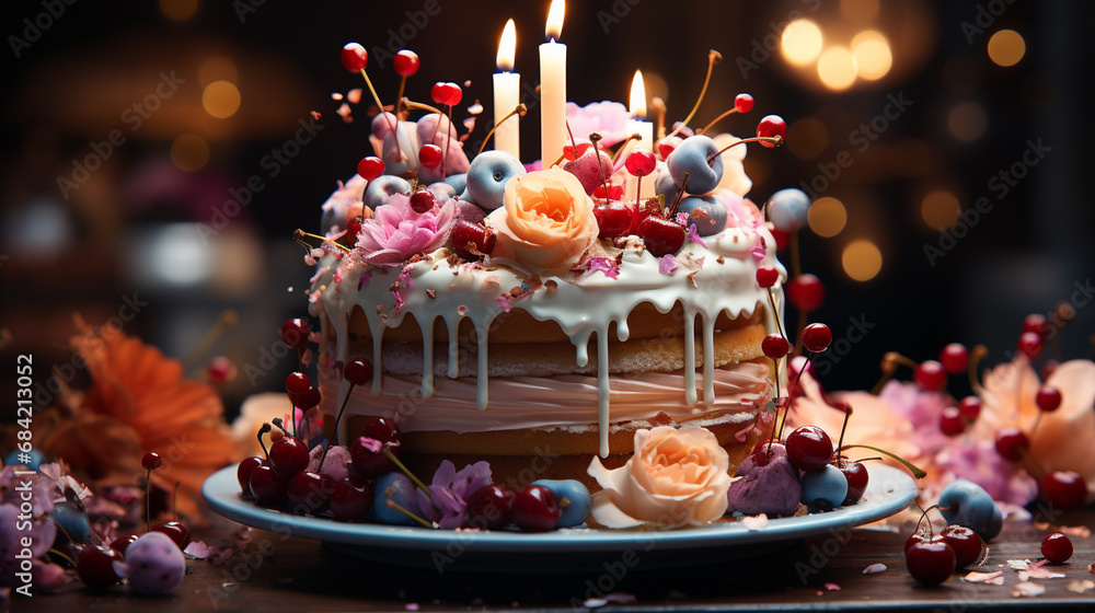 Birthday cake with a candles. Birthday cake with a candles.