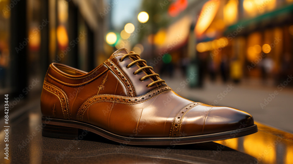 Brown leather male shoes.