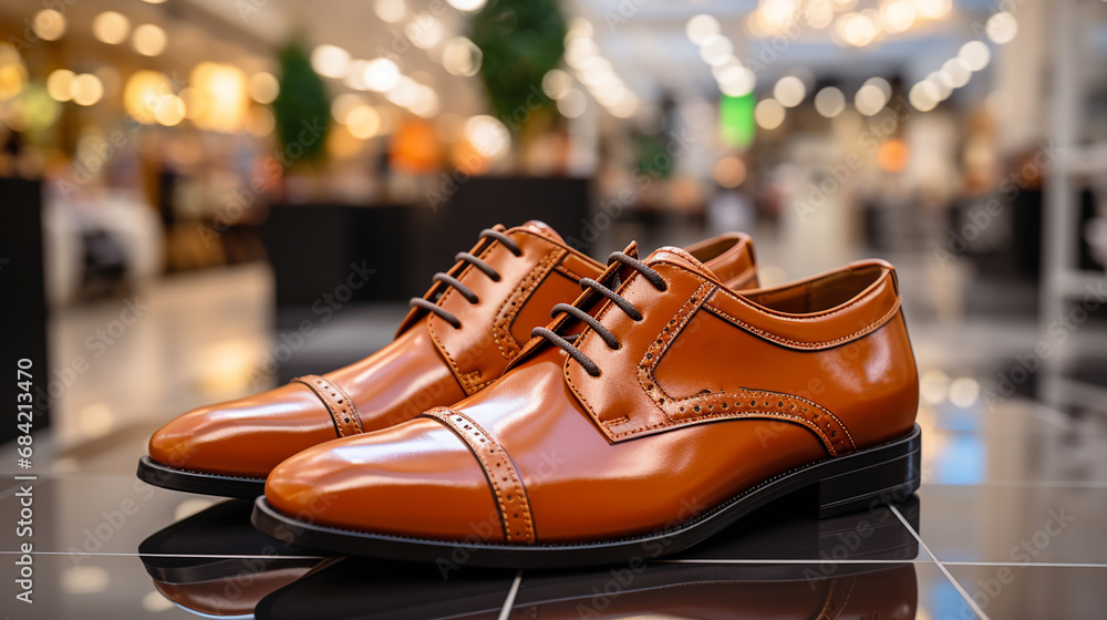 Brown leather male shoes.