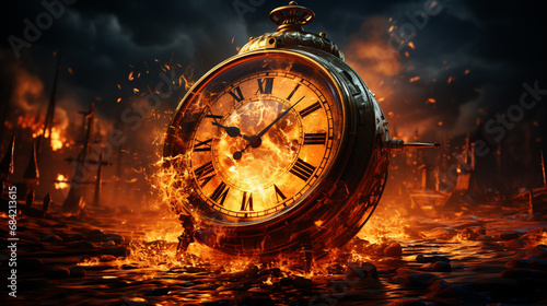 Burning clock. Time. Management