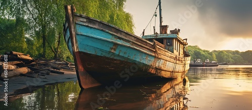 Fishing boats and shrimp boats in the old fishing port of Dorum-Neufeld. photo