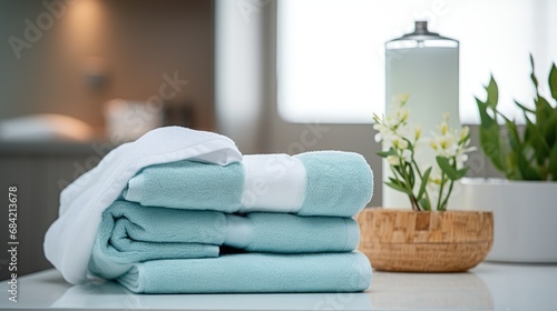 turkis towels in a spa and wellness center photo
