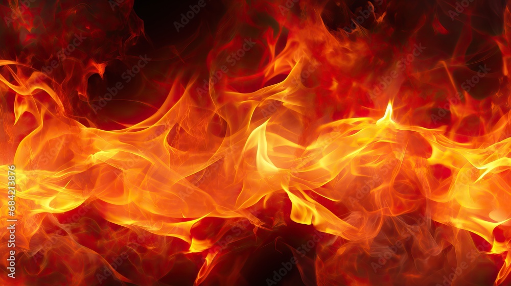 Professional Photo of a Fire Creating Some Waves in the Middle of a Black Room. Macro of a Fiery Dark Room.