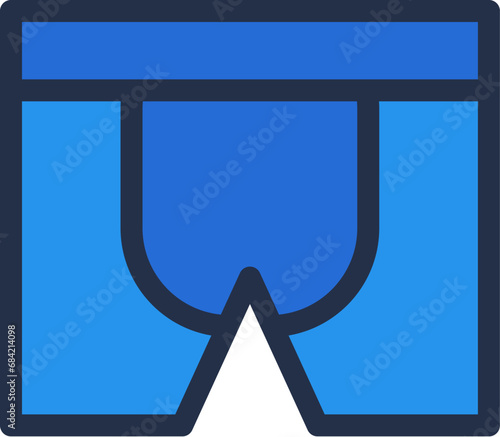 Linear color pictogram of men boxer briefs. Casual clothes and shoes. Wardrobe item to create modern fashionable look. Simple outline stroke vector symbol isolated on white background
