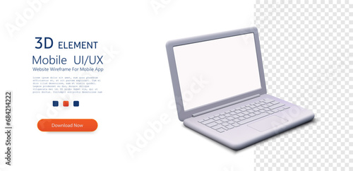 Sleek Laptop with Blank Screen Vector Illustration for Technology Mockup Design. Minimal laptop with empty screen mockup. 