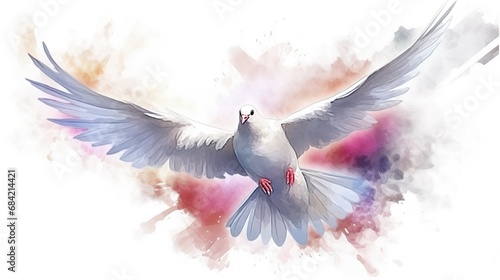 homing pigeon with spread wings isolated on black