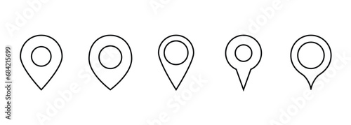 Set Route Related Vector Line Icons. Map with a Pin  Location Route map  Navigator  Direction and more. Editable Stroke  date and address concept Maps Pin Flag Navigation Brochure Geolocation logo.