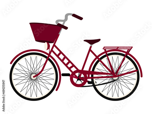 Bicycle with basket on handlebar vector element for illustration