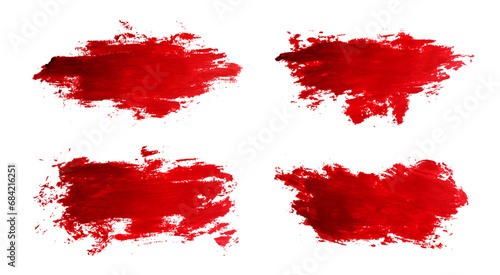 Red paint brush strokes isolated on white background. Elegant dark watercolour set. Abstract textured effect bundle. Graphic design grungy painted style concept for ads, offer, big, mega or flash sale