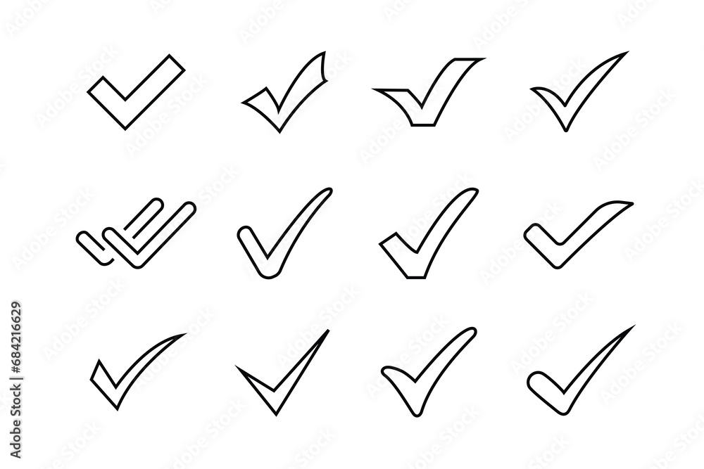 Check mark right vector line icon set checklist design for business, office, poster, and web design Verified badge profile set verified badge Social media account verification editable stroke correct Check mark right vector line icon set checklist design for business, office, poster, and web design Verified badge profile set verified badge Social media account verification editable stroke correct