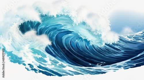 Wave in the ocean with bight sky. photo