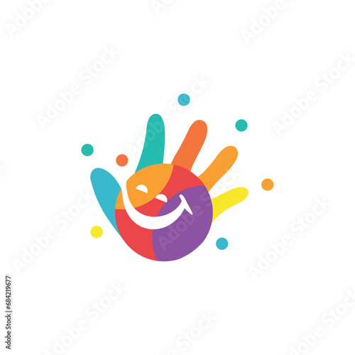 Child hand logo design with cheerful colors