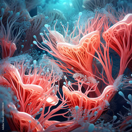 an abstract symphony of techno-infused coral formations © Cao
