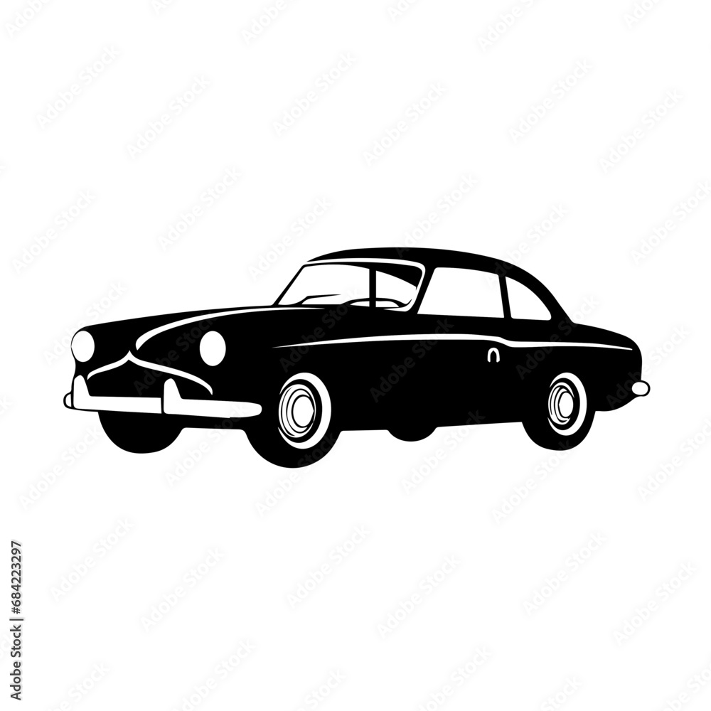 Fototapeta premium Black vintage car silhouette vector