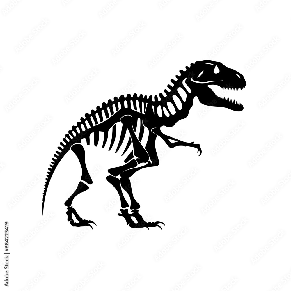 Black Trex skeleton silhouette vector Black Trex skeleton silhouette vector