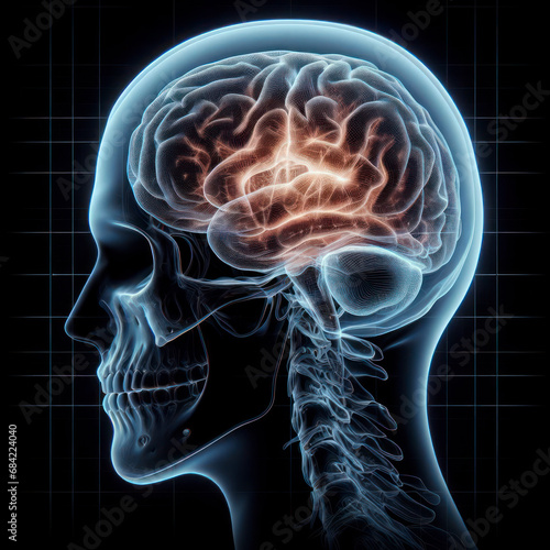 X ray image of a person head. ai generative © Petro